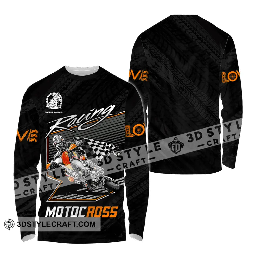 Unisex Shirt - Custom Name Motobike For Player Racing Long Sleeve / S T-Shirt