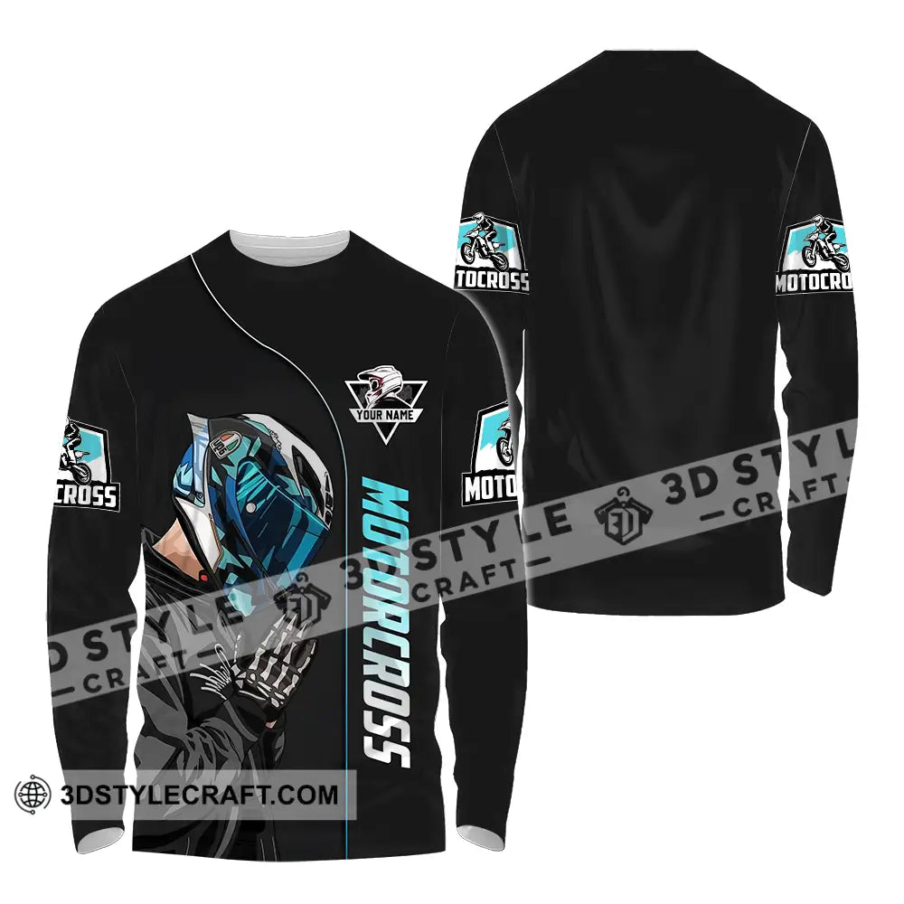 Unisex Shirt - Custom Name Motocross Praying Long Sleeve / S T-Shirt