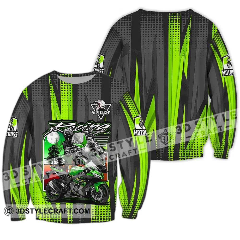 Unisex Shirt - Custom Name Motocross Racing Check Long Sleeve / S T-Shirt