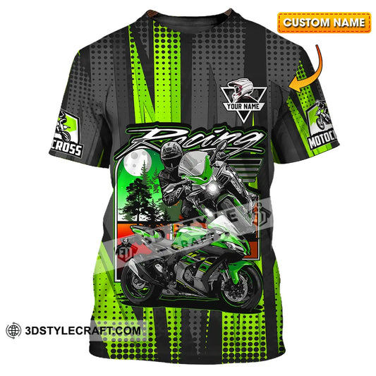 Unisex Shirt - Custom Name Motocross Racing Check T-Shirt