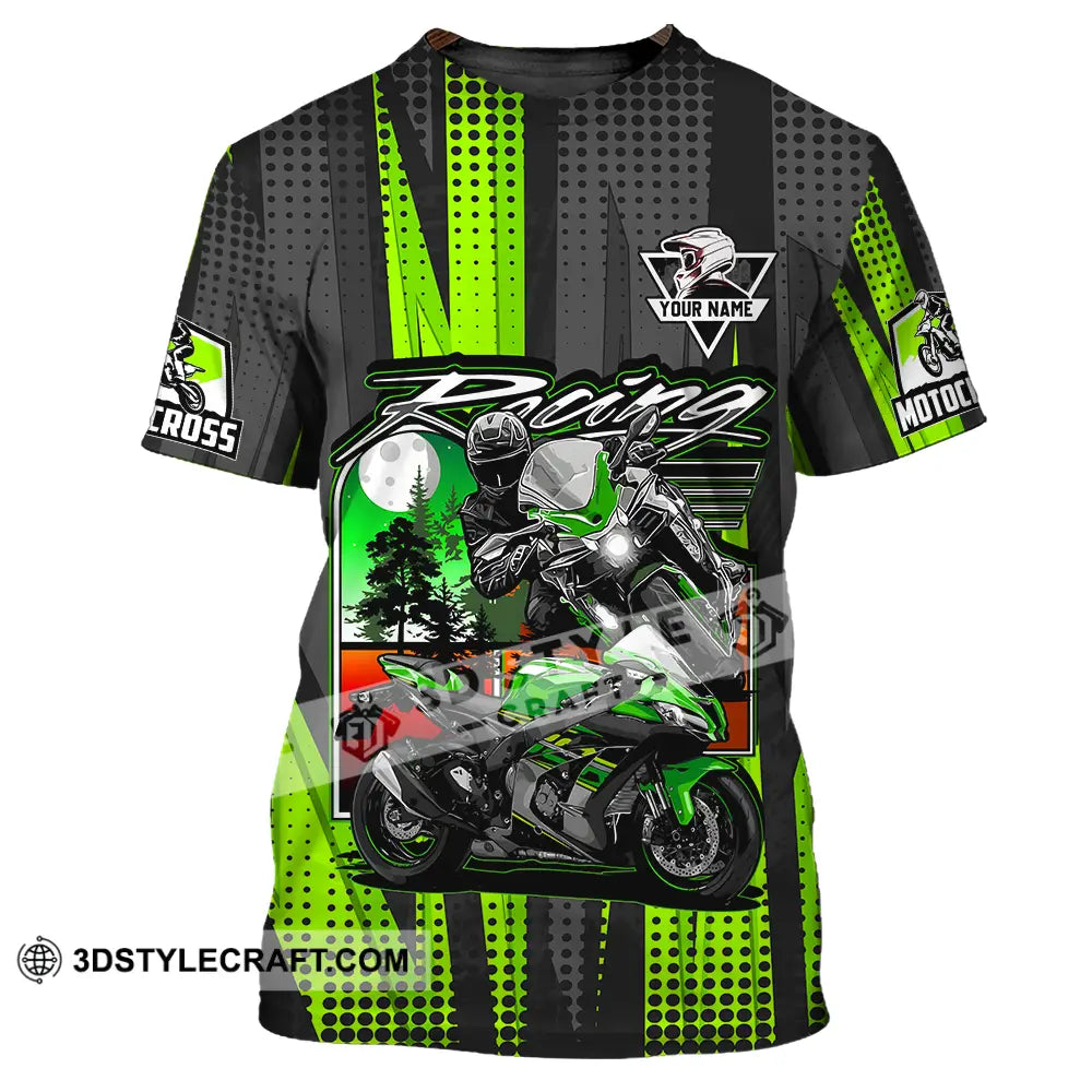 Unisex Shirt - Custom Name Motocross Racing Check T-Shirt / S T-Shirt