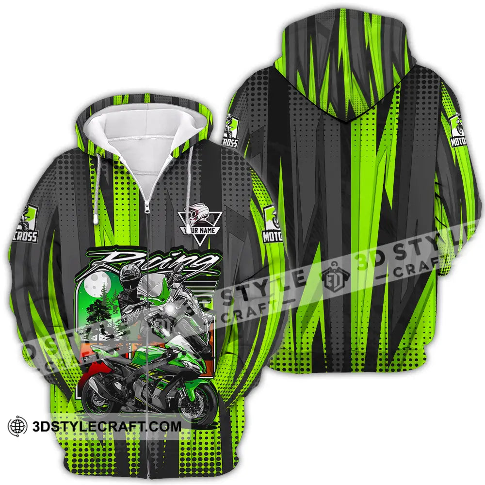 Unisex Shirt - Custom Name Motocross Racing Check Zipper Hoodie / S T-Shirt