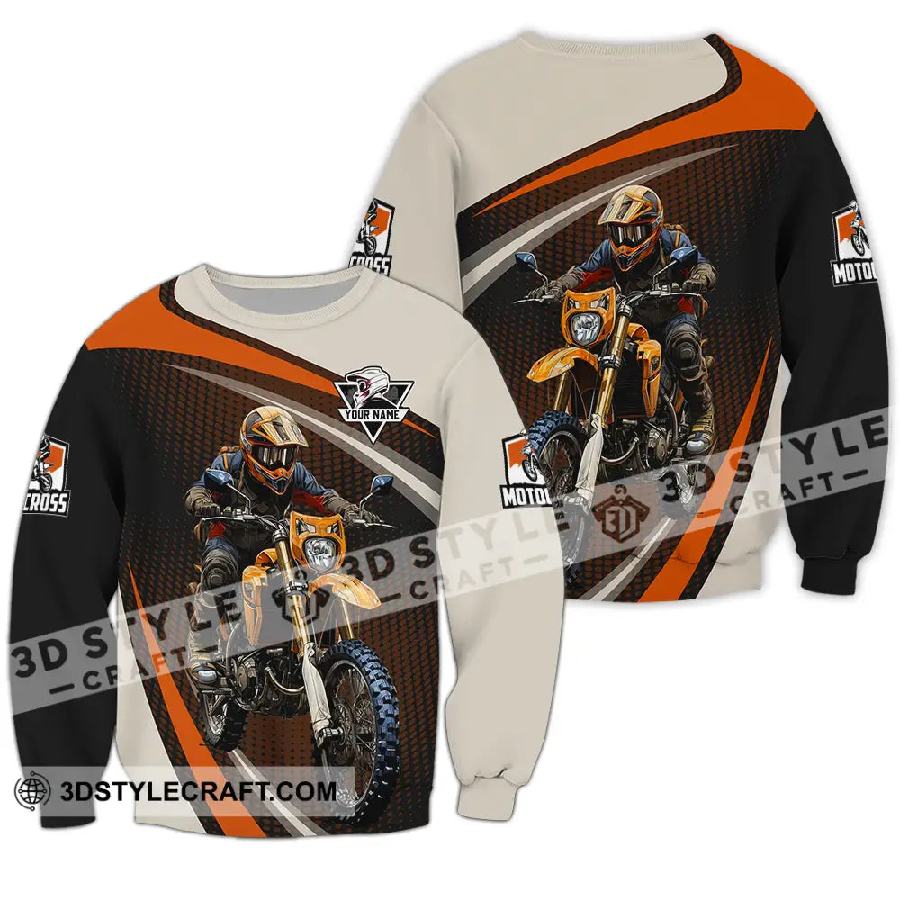 Unisex Shirt - Custom Name Motocross Racing Player Long Sleeve / S T-Shirt