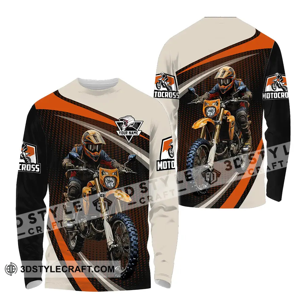 Unisex Shirt - Custom Name Motocross Racing Player Long Sleeve / S T-Shirt