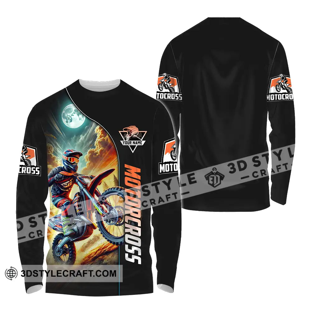 Unisex Shirt - Custom Name Motocross Racing Sky Long Sleeve / S T-Shirt