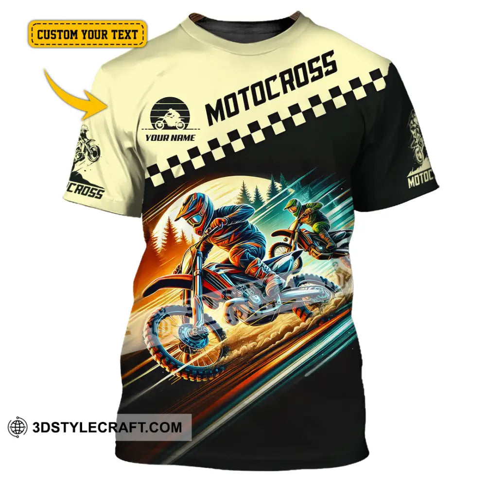 Unisex Shirt Custom Name Motocross T-Shirt Motorcycle Racing Hoodie Long Sleeve Gift For Lovers