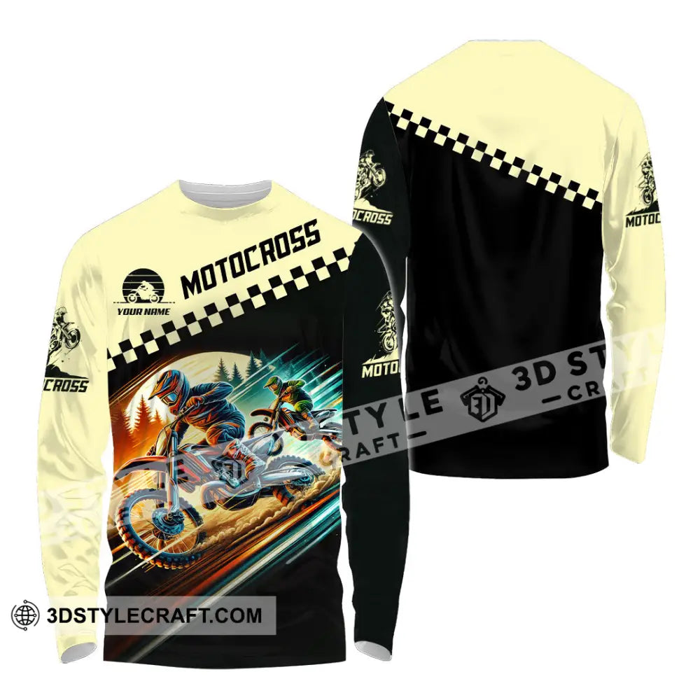 Unisex Shirt Custom Name Motocross T-Shirt Motorcycle Racing Hoodie Long Sleeve Gift For Lovers / S