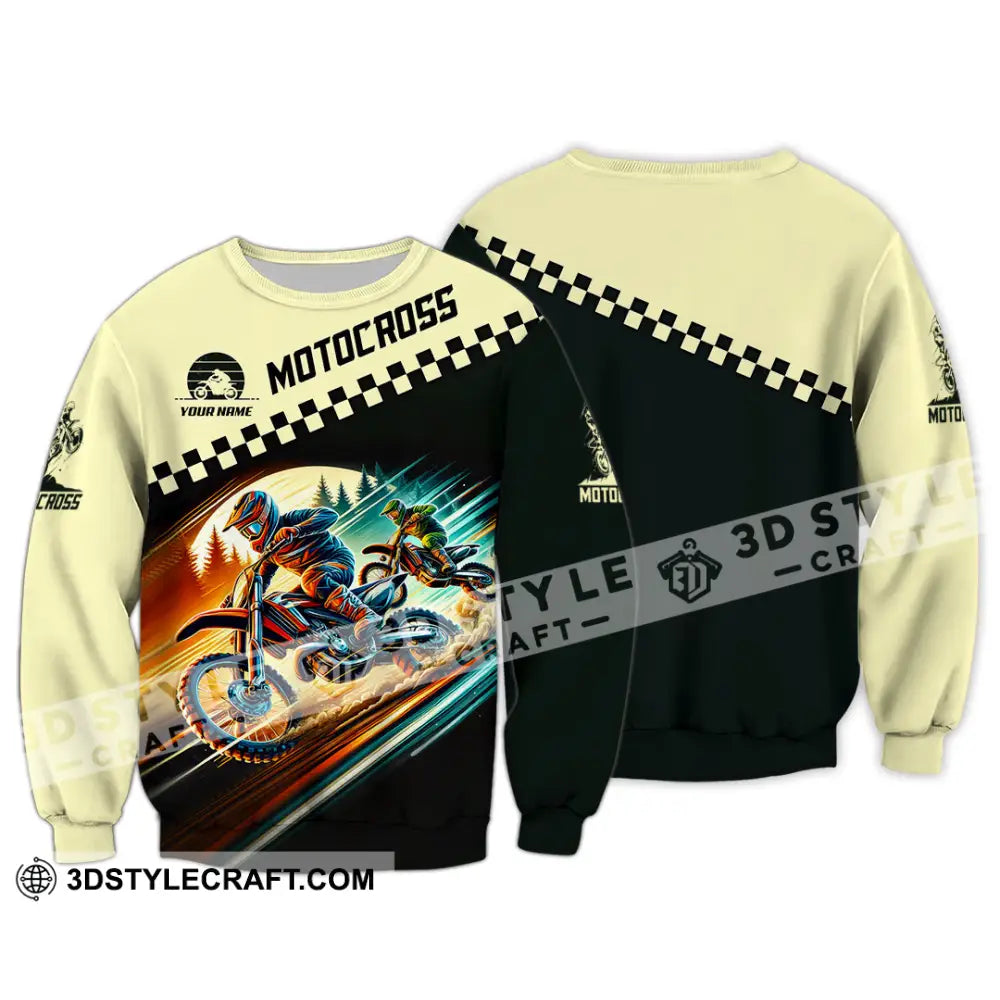 Unisex Shirt Custom Name Motocross T-Shirt Motorcycle Racing Hoodie Long Sleeve Gift For Lovers / S