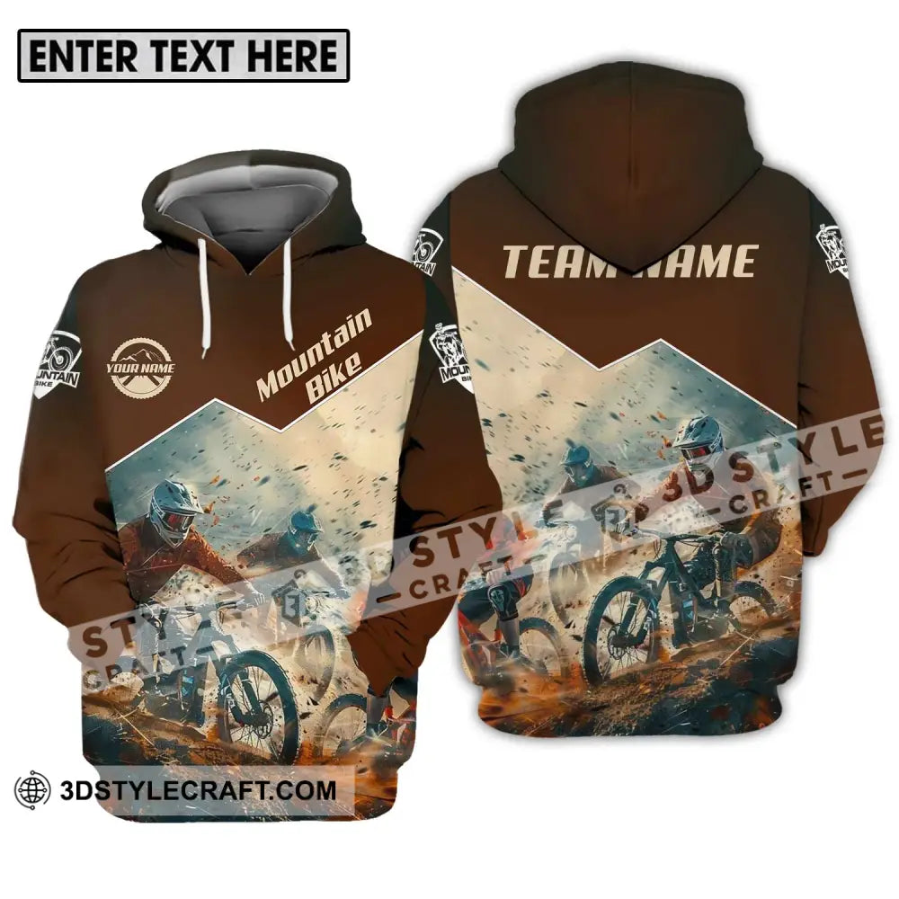 Unisex Shirt - Custom Name Mountain Bike Brown Biker Hoodie / S T-Shirt