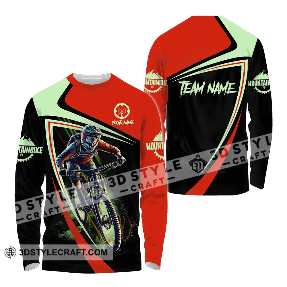 Unisex Shirt - Custom Name Mountain Bike Sport Biker Long Sleeve / S T-Shirt