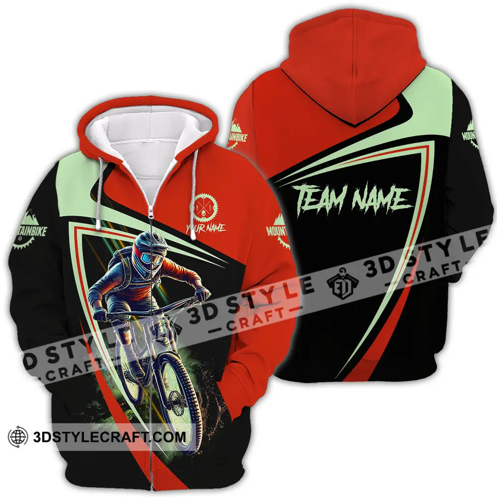 Unisex Shirt - Custom Name Mountain Bike Sport Biker Zipper Hoodie / S T-Shirt