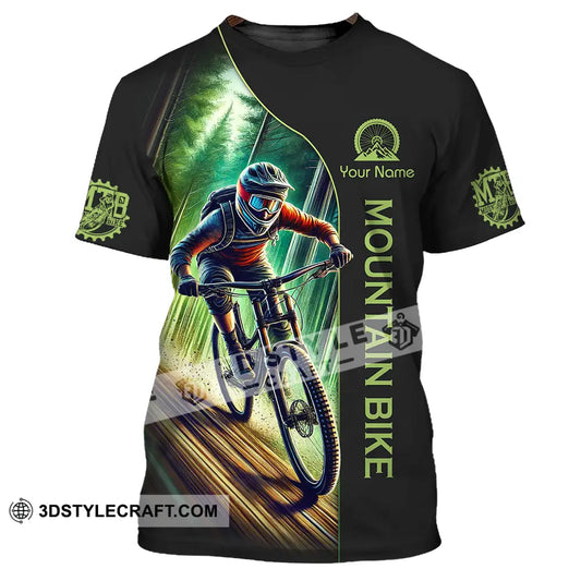 Unisex Shirt - Custom Name Mountain Bike Sport Forest And Black Biker T-Shirt / S T-Shirt