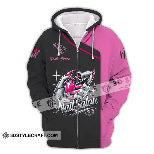 Unisex Shirt, Custom Name Nail Artist Shirt, Nail Artist Long Sleeve Hoodie Polo Shirt, Nail Shop Uniform style option 3