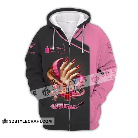 Unisex Shirt, Custom Name Nail Artist Shirt, Nail Artist Long Sleeve Hoodie Polo Shirt, Nail Studio Uniform style option 3