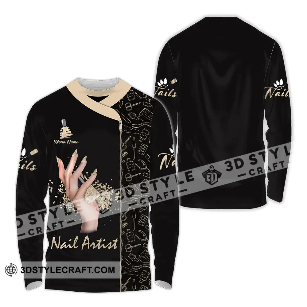 Unisex Shirt - Custom Name Nail Artist Long Sleeve / S T-Shirt