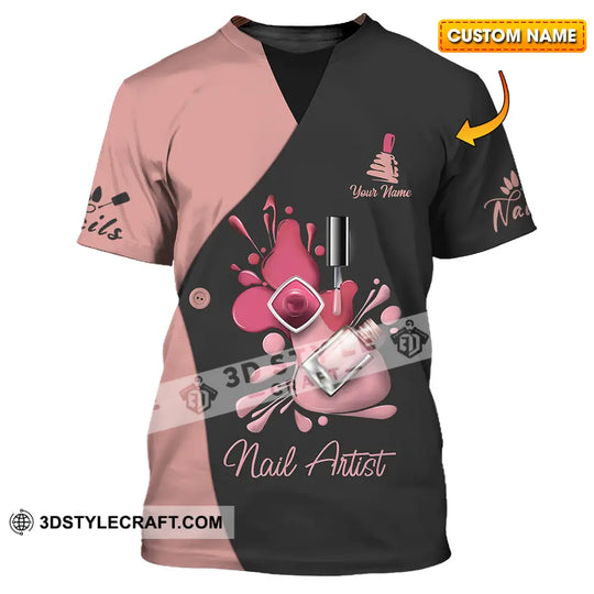 Unisex Shirt - Custom Name Shirt Nail Artist Nude Gel Color style option 1