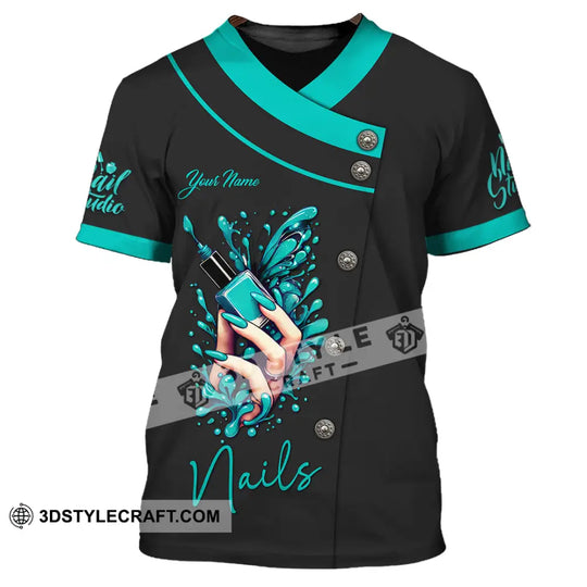 Unisex Shirt, Custom Name Nail Artist Shirt, Nail Artist Polo Long Sleeve Shirt style option 2