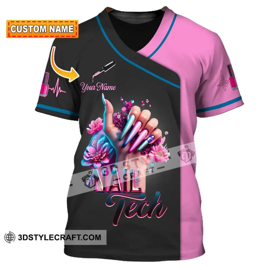 Unisex Shirt, Custom Name Nail Master Shirt, Nail Artist Long Sleeve Hoodie Polo Shirt, Nail Studio Uniform style option 1