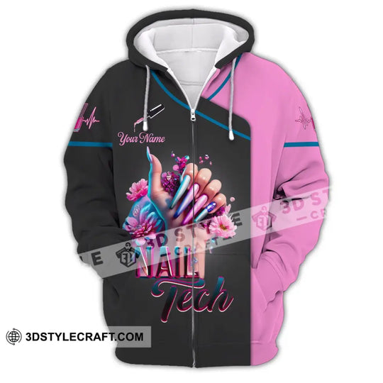 Unisex Shirt, Custom Name Nail Master Shirt, Nail Artist Long Sleeve Hoodie Polo Shirt, Nail Studio Uniform style option 3