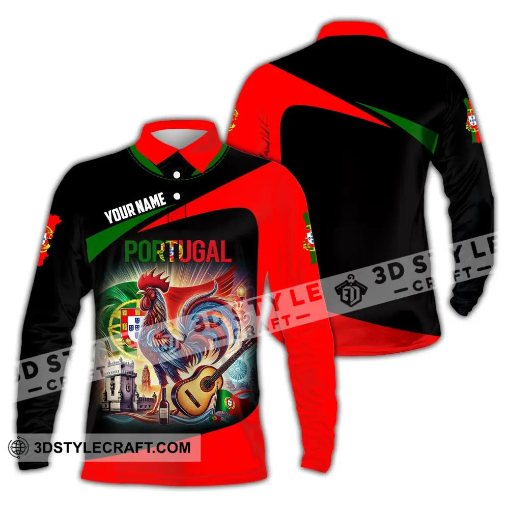 Unisex Shirt - Custom Name National Team Portugal Long Sleeve Polo / S T-Shirt