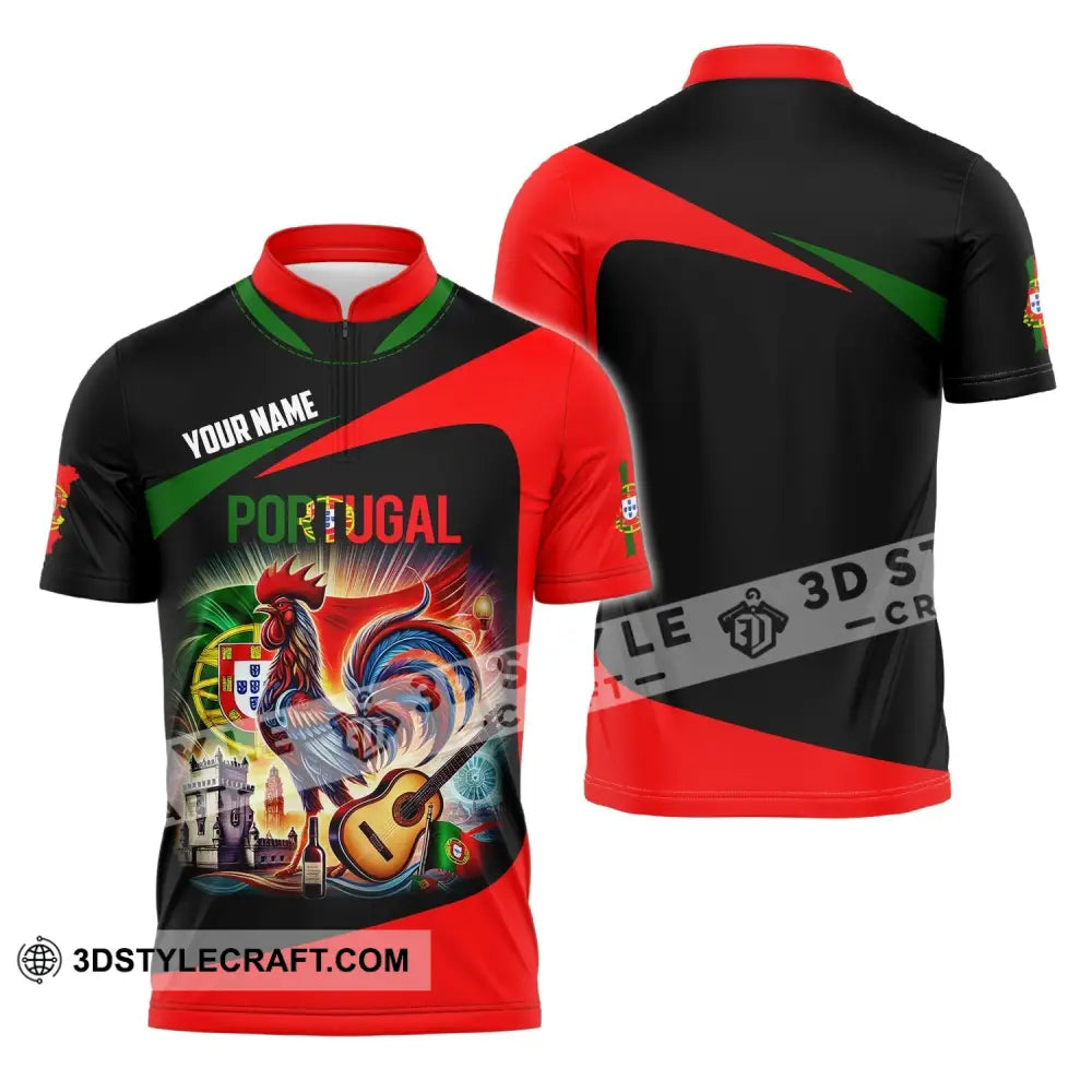 Unisex Shirt - Custom Name National Team Portugal Zipper Polo / S T-Shirt