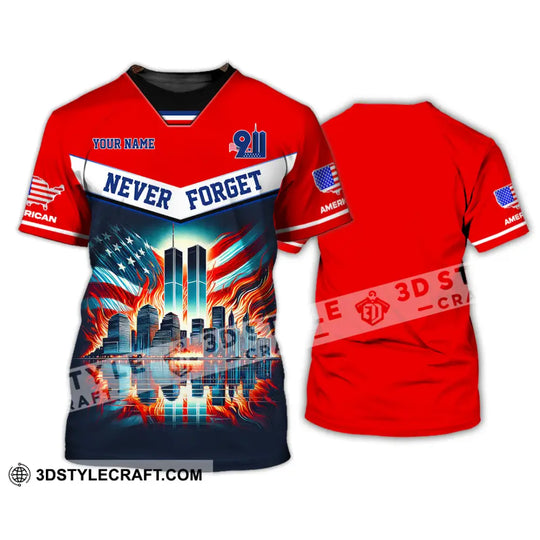 Unisex Shirt, Custom Name Never Forget Shirt, 911 Memorial Shirt, Firefighter Memorial style option 2