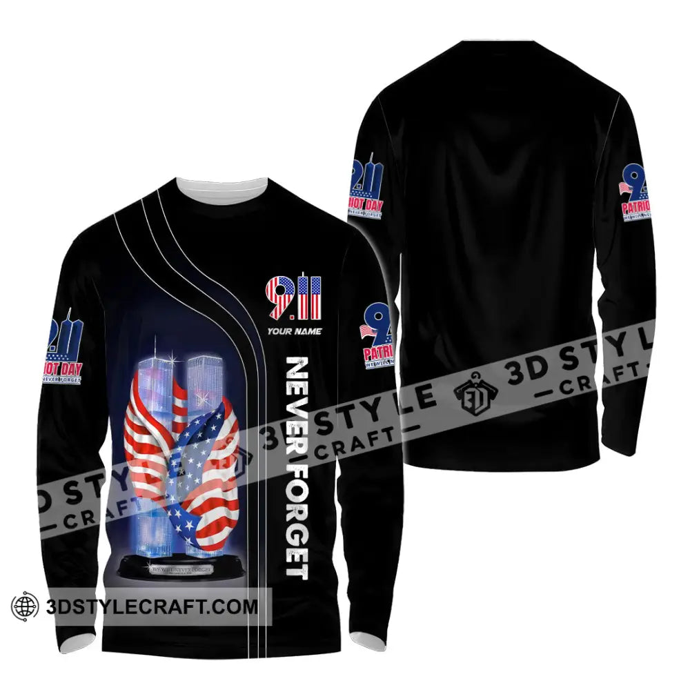 Unisex Shirt Custom Name Never Forget Firefighter Memorial 911 Long Sleeve / S T-Shirt