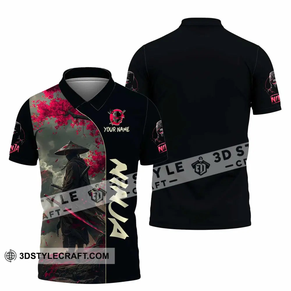 Unisex Shirt Custom Name Ninja Love Polo Long Sleeve / S T-Shirt