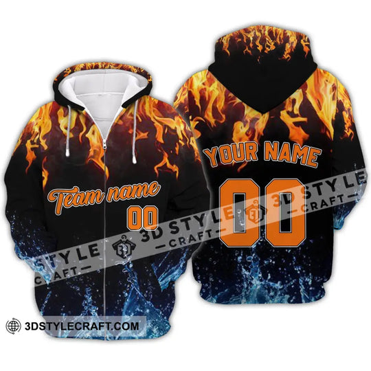 Unisex Shirt - Custom Name, Number And Team Name T-Shirt - Hot Fire And Cool Water style option 3