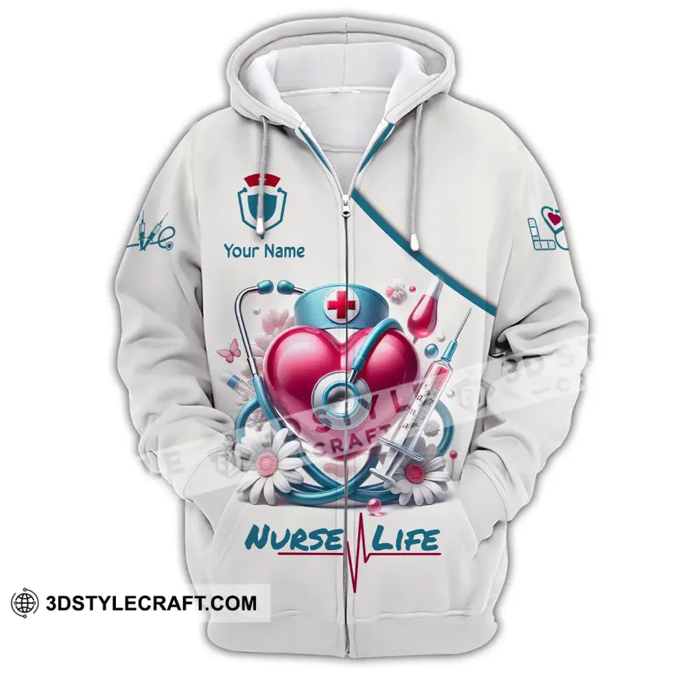 Unisex Shirt - Custom Name Nurse Life Zipper Hoodie / S T-Shirt