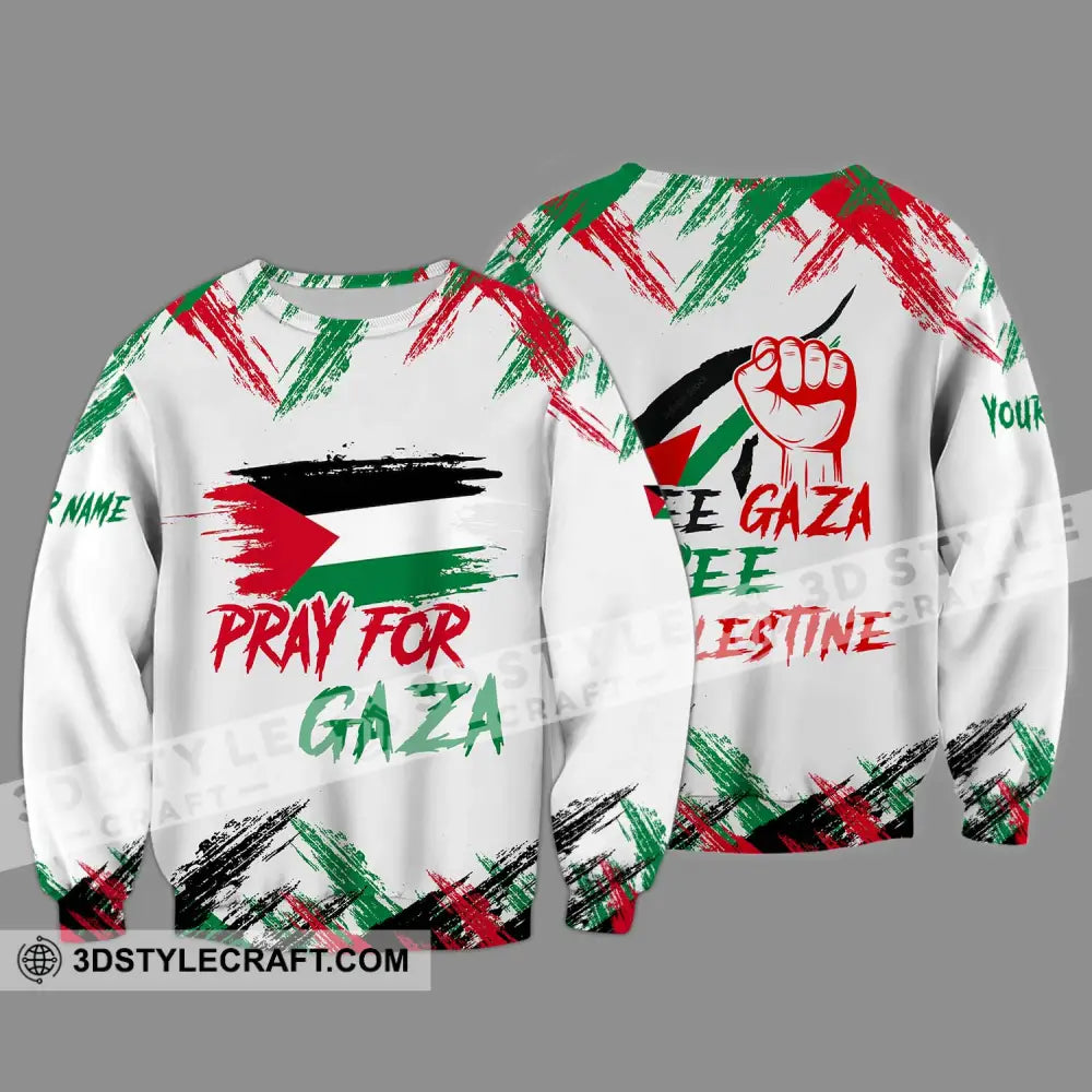 Unisex Shirt - Custom Name Palestine Pray For Gaza Long Sleeve / S T-Shirt