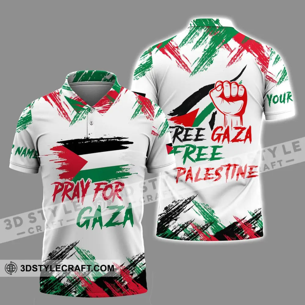 Unisex Shirt - Custom Name Palestine Pray For Gaza Polo / S T-Shirt