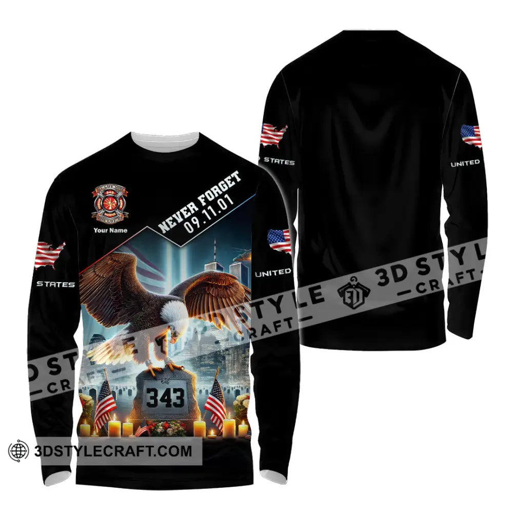 Unisex Shirt Custom Name Patriot Day 911 Memorial Firefighter Long Sleeve / S T-Shirt