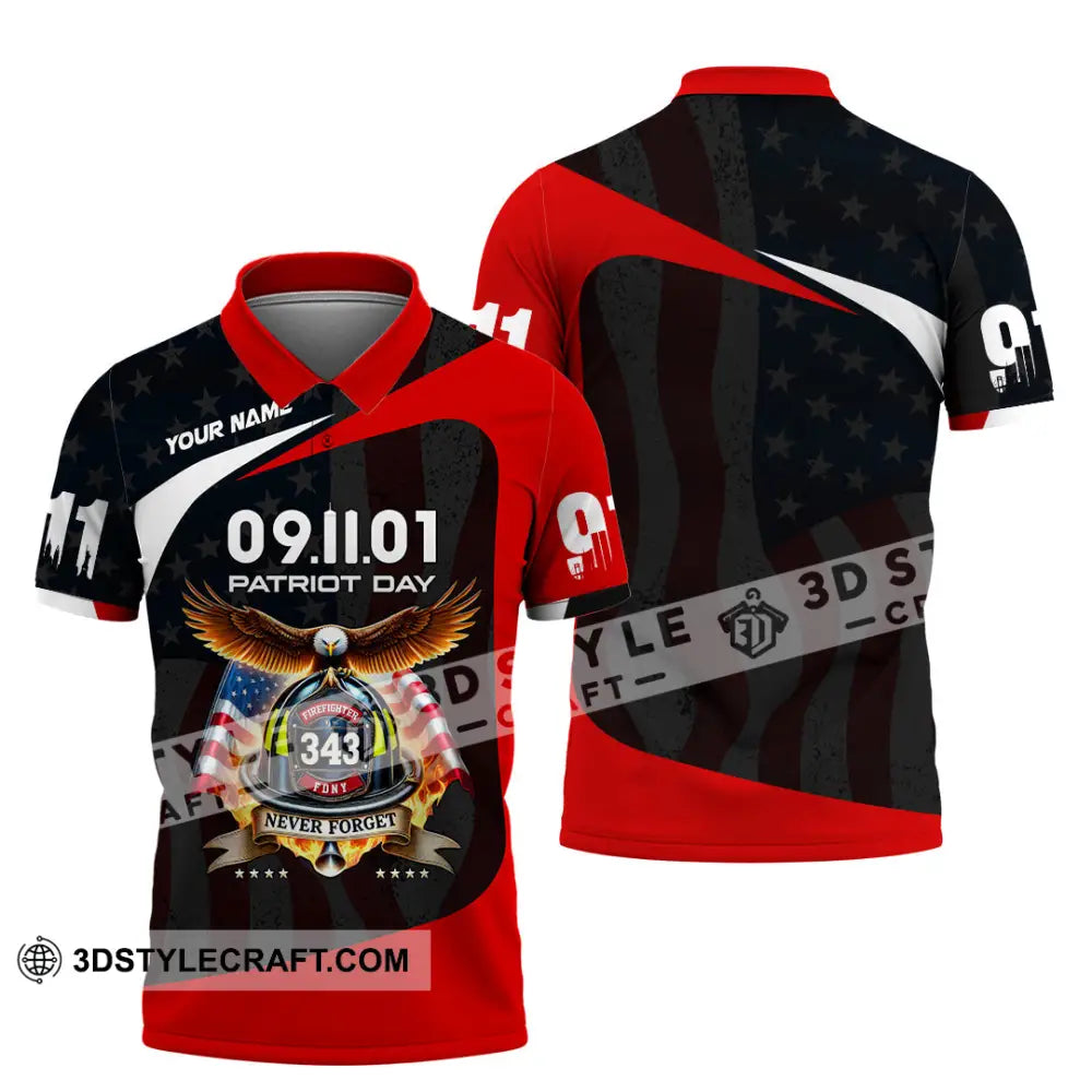 Unisex Shirt Custom Name Patriot Day 911 Memorial Firefighter Polo / S T-Shirt