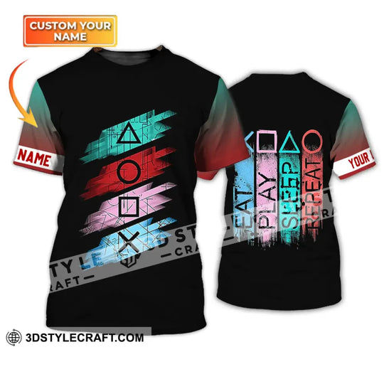Unisex Shirt - Custom Name Shirt - Personalized Shirt - Eat, Play, Sleep And Repeat Clothing style option 1
