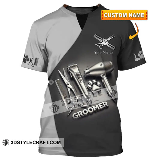 Unisex Shirt, Custom Name Pet Groomer Shirt, Groomer Polo Long Sleeve Shirt, Pet Shop Uniform style option 1