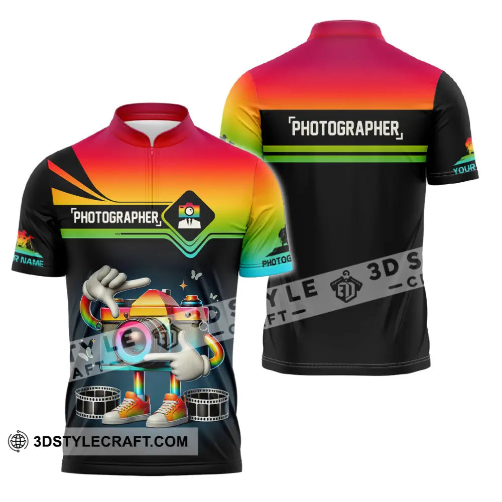 Unisex Shirt Custom Name Photographer Gift For Zipper Polo / S T-Shirt