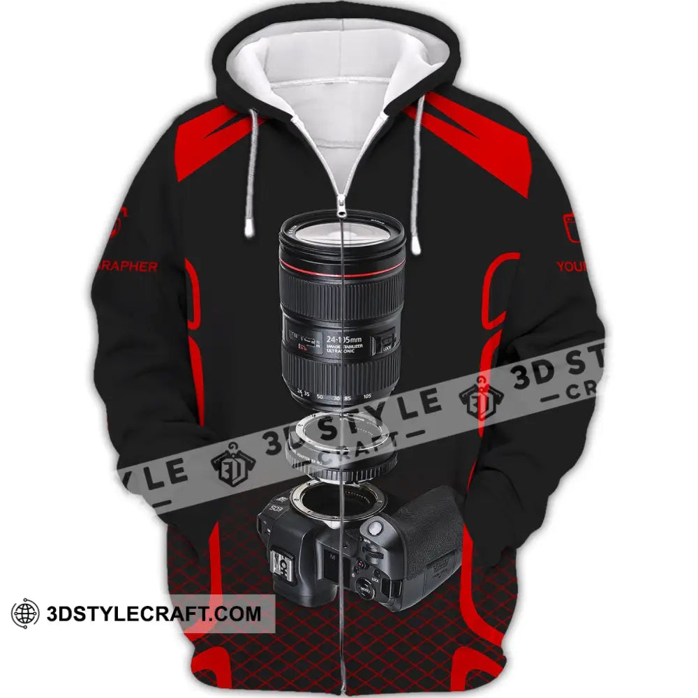 Unisex Shirt Custom Name Photographer Polo Photography Gift For Photographers Zipper Hoodie / S