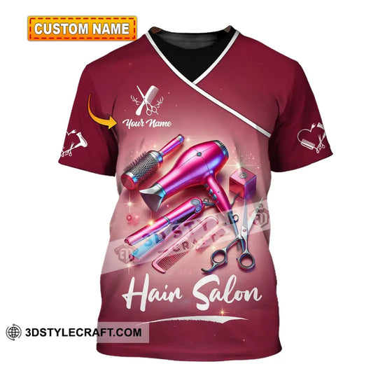 Unisex Shirt - Custom Name Shirt Pink Hair Salon style option 1