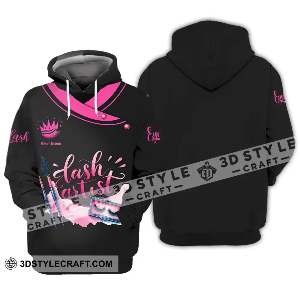 Unisex Shirt - Custom Name Pink Lash Artist Hoodie / S T-Shirt