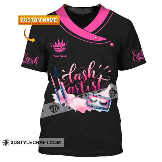 Unisex Shirt - Custom Name Pink Lash Artist T-Shirt