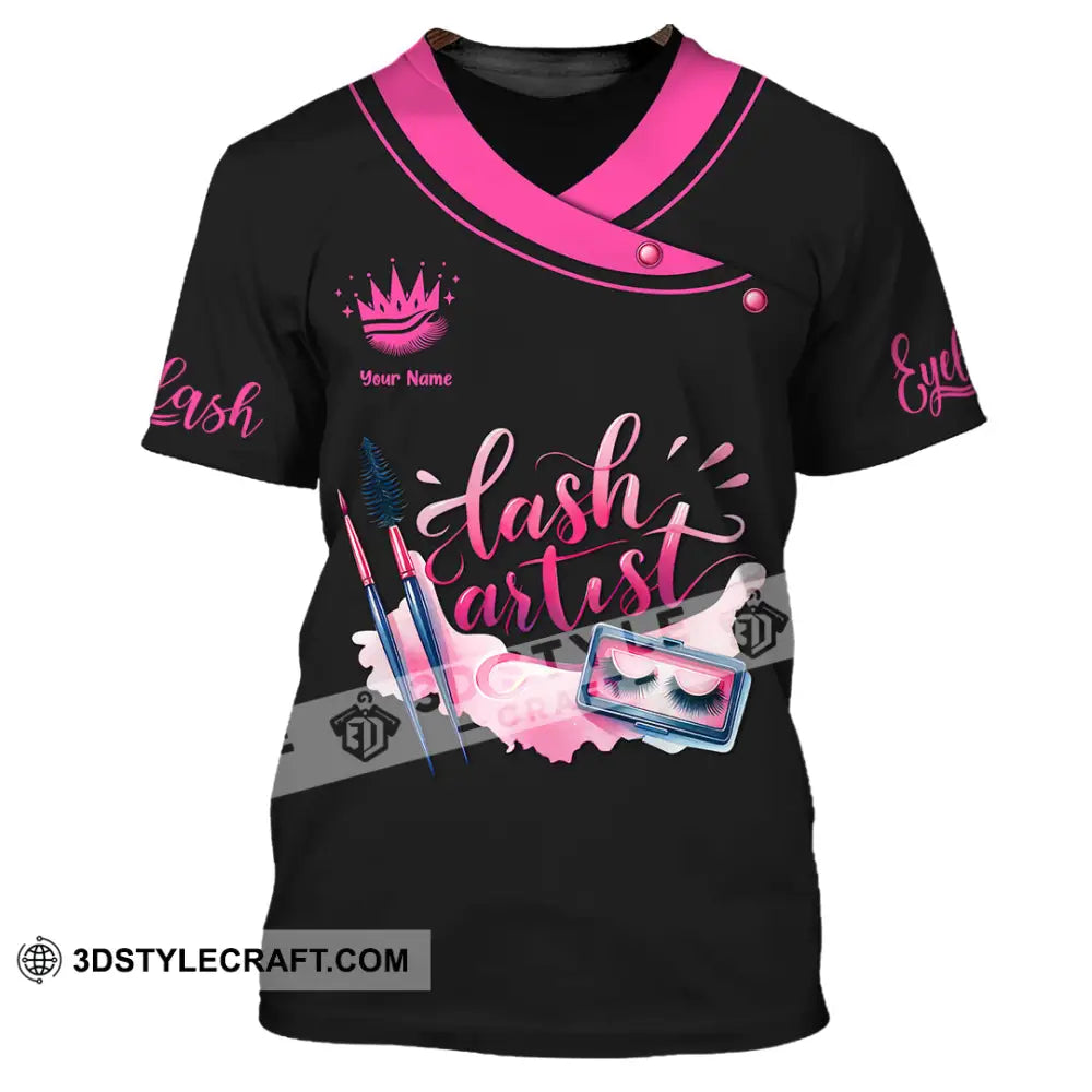 Unisex Shirt - Custom Name Pink Lash Artist T-Shirt / S T-Shirt