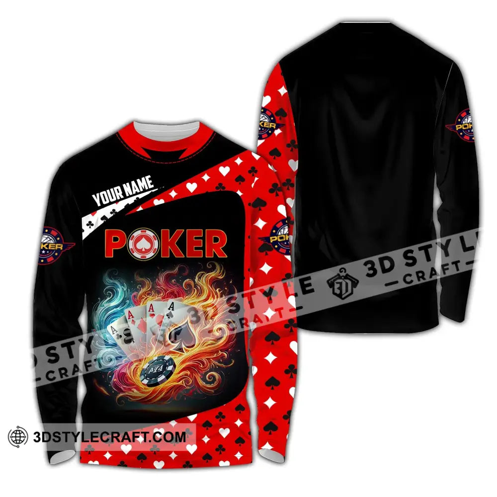 Unisex Shirt - Custom Name Poker Heart Long Sleeve / S T-Shirt