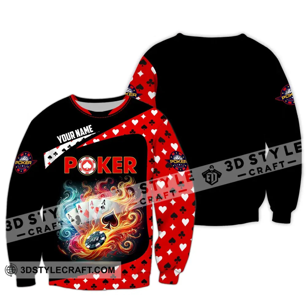 Unisex Shirt - Custom Name Poker Heart Long Sleeve / S T-Shirt