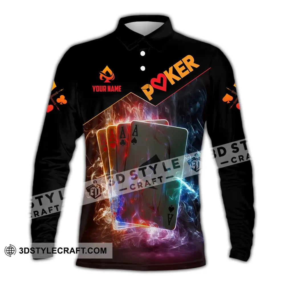 Unisex Shirt Custom Name Poker King T-Shirt Hoodie Long Sleeve Casino Polo / S T-Shirt