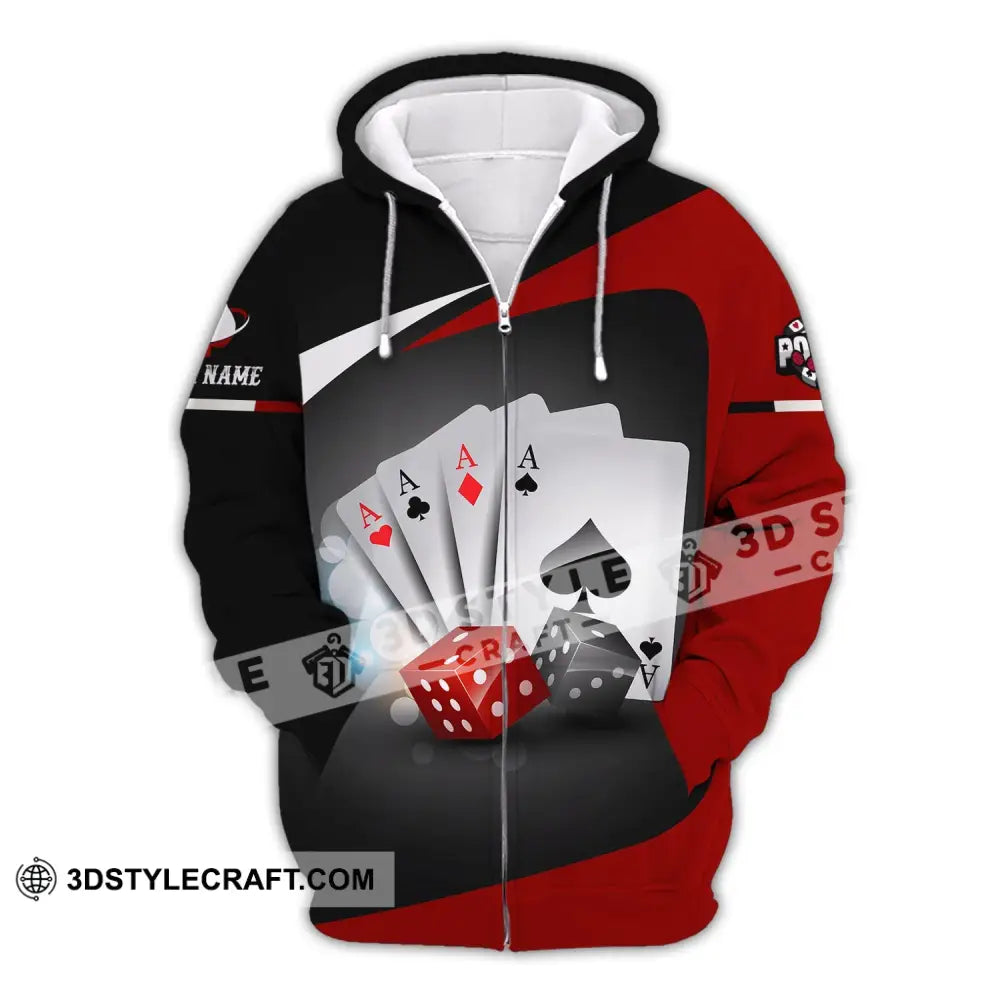 Unisex Shirt Custom Name Poker T-Shirt Casino Gift Zipper Hoodie / S