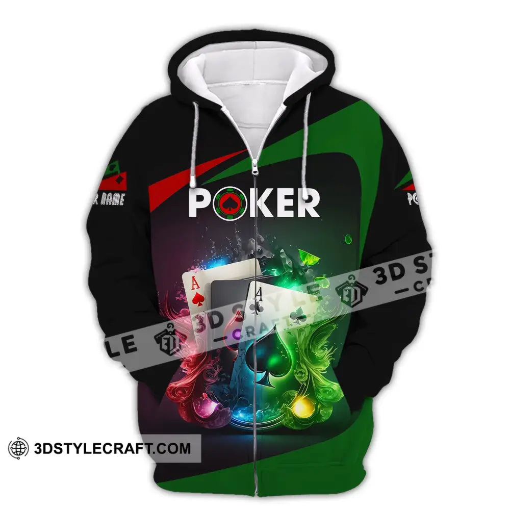 Unisex Shirt Custom Name Poker T-Shirt Casino Gift Zipper Hoodie / S