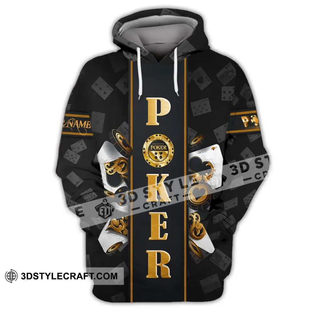 Unisex Shirt Custom Name Poker T-Shirt Golden Casino Gift Hoodie / S