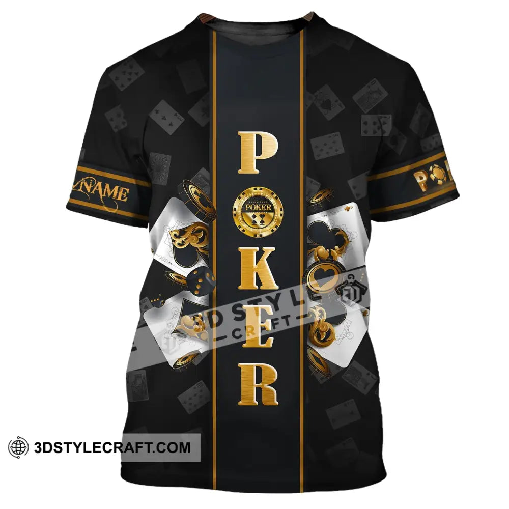 Unisex Shirt Custom Name Poker T-Shirt Golden Casino Gift / S