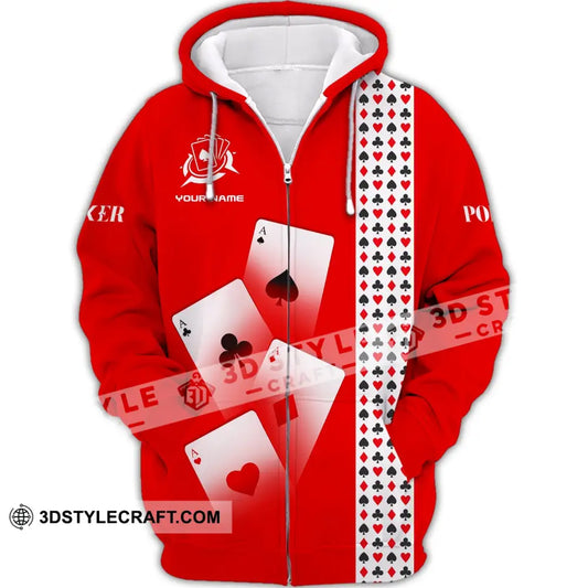 Unisex Shirt Custom Name Poker T-Shirt Hoodie Casino Zipper / S